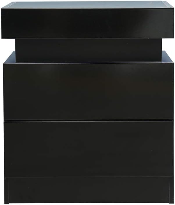 White 2 Drawer LED End Table J394