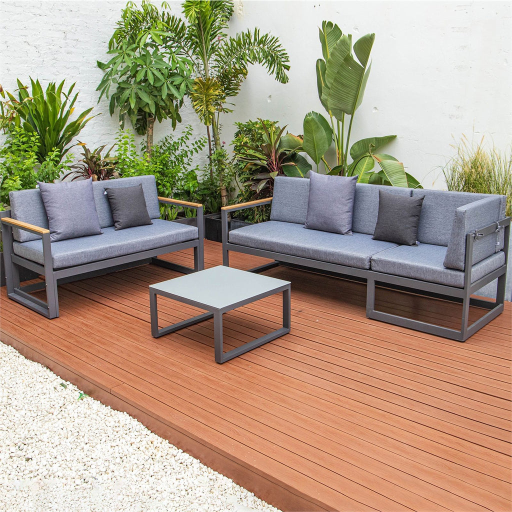 Black 3 Piece Outdoor Aluminum Sectional E392512
