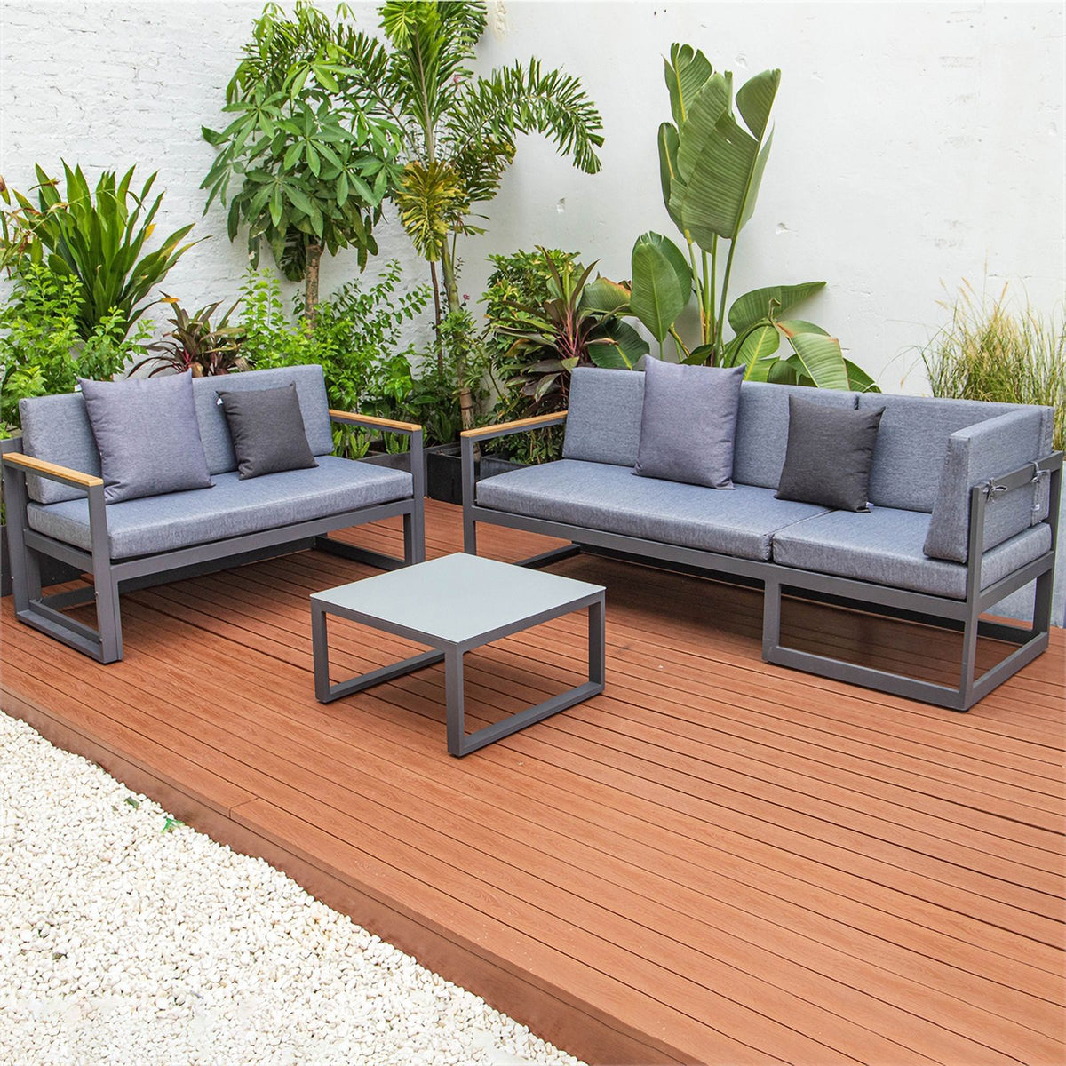 Black 3 Piece Outdoor Aluminum Sectional E392512