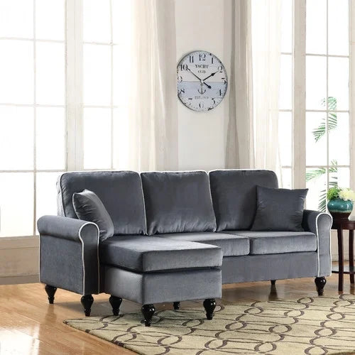 Velvet Sectional Sofa with Reversible Chaise O39421