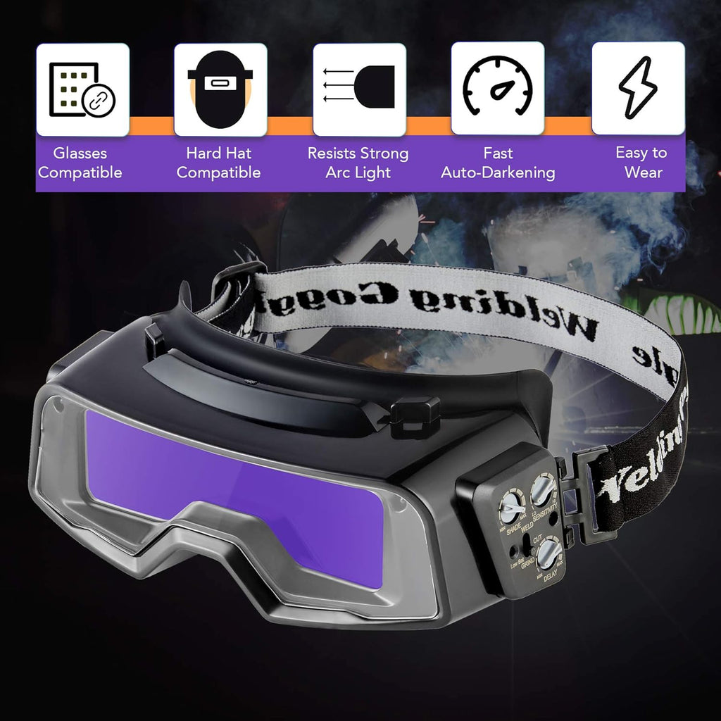 Auto Darkening Welding Goggles with Face Shield, Black Pack of 2 F325148