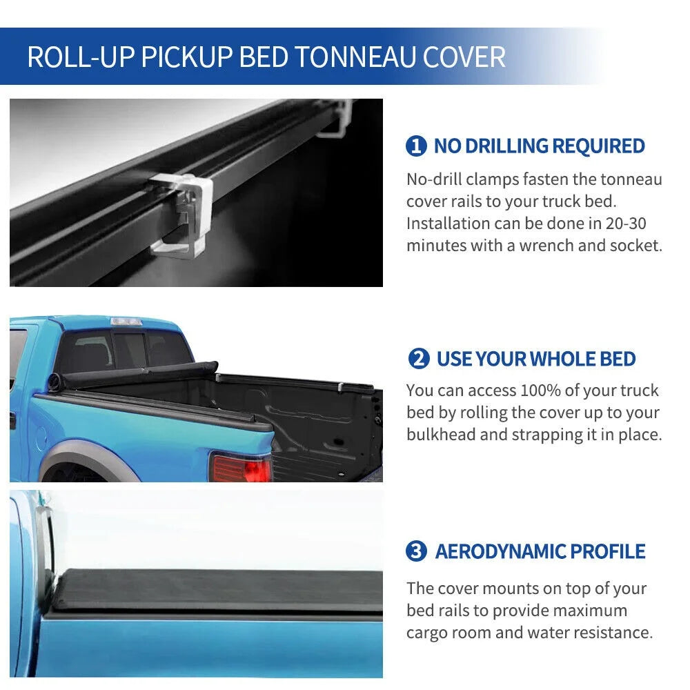 6.6ft Soft Roll up Truck Bed Tonneau Cover Z188