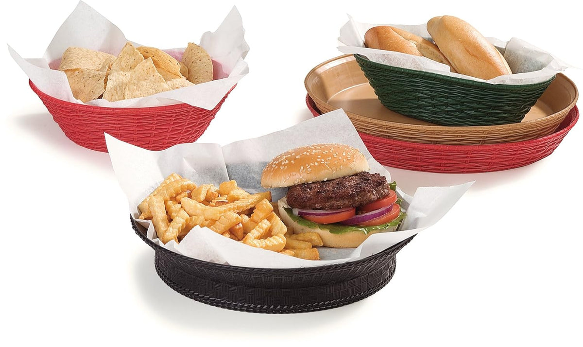 Oval Serving Basket, 9" x 6", Green, Pack of 12 K740424