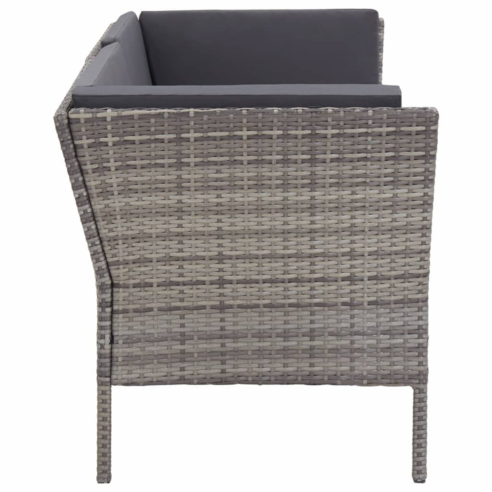 6 Piece Outdoor Conversation Set Gray Poly Rattan Patio Sectional Set T1746
