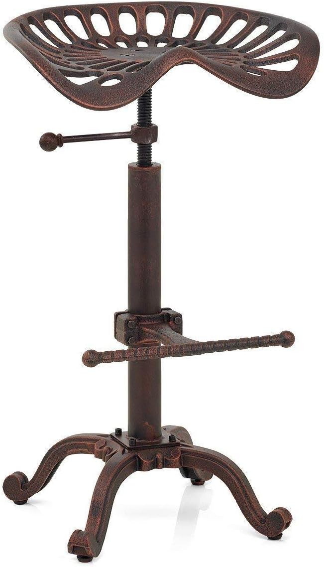 Rustic Industrial Adjustable Bar Stool (Silver, Cast Iron) U375615