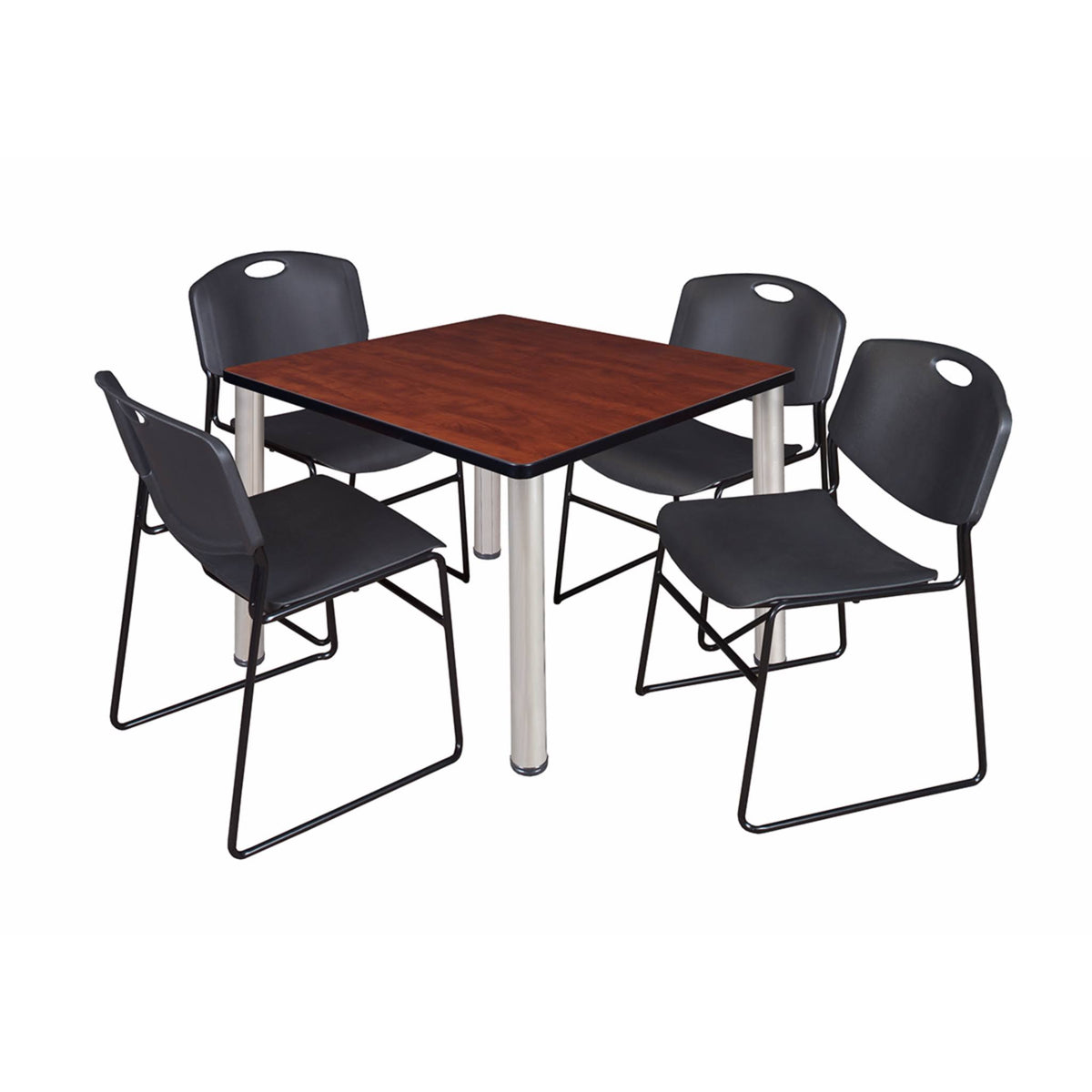 Square Breakroom Table with 4 Stack Chairs O9642