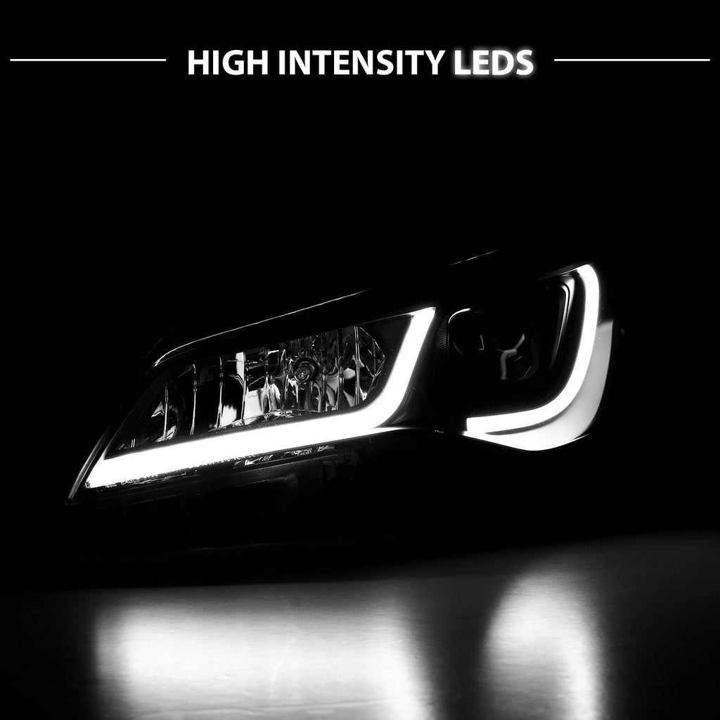 Black LED Tube Projector Headlights Assembly Pair G311304