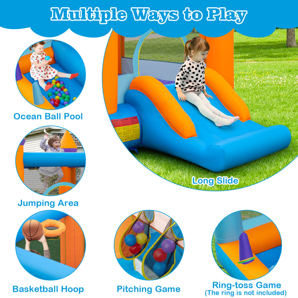 5-in-1 Inflatable Bounce Castle with Ocean Balls & 735W Blower G4327