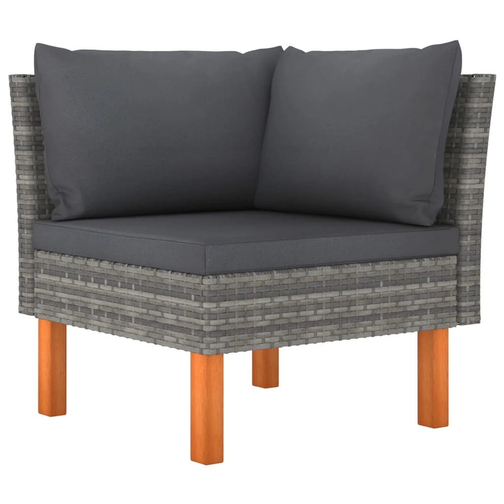 6 Piece Gray Poly Rattan Sectional Outdoor Furniture Set U124918
