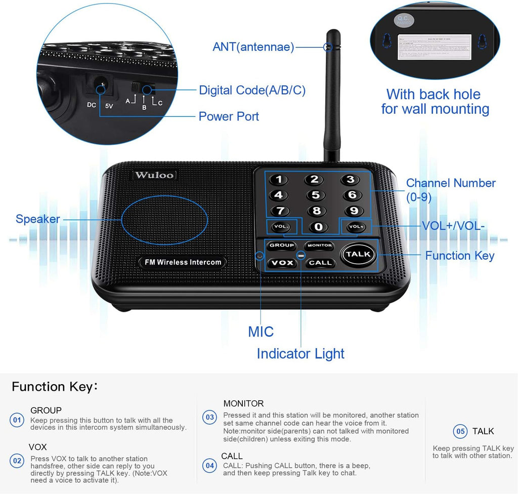 Black 2 Pack Wireless Intercom System B979650