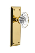 Oval Fluted Crystal Privacy Door Knob with New York Plate Unlacquered Brass R9813