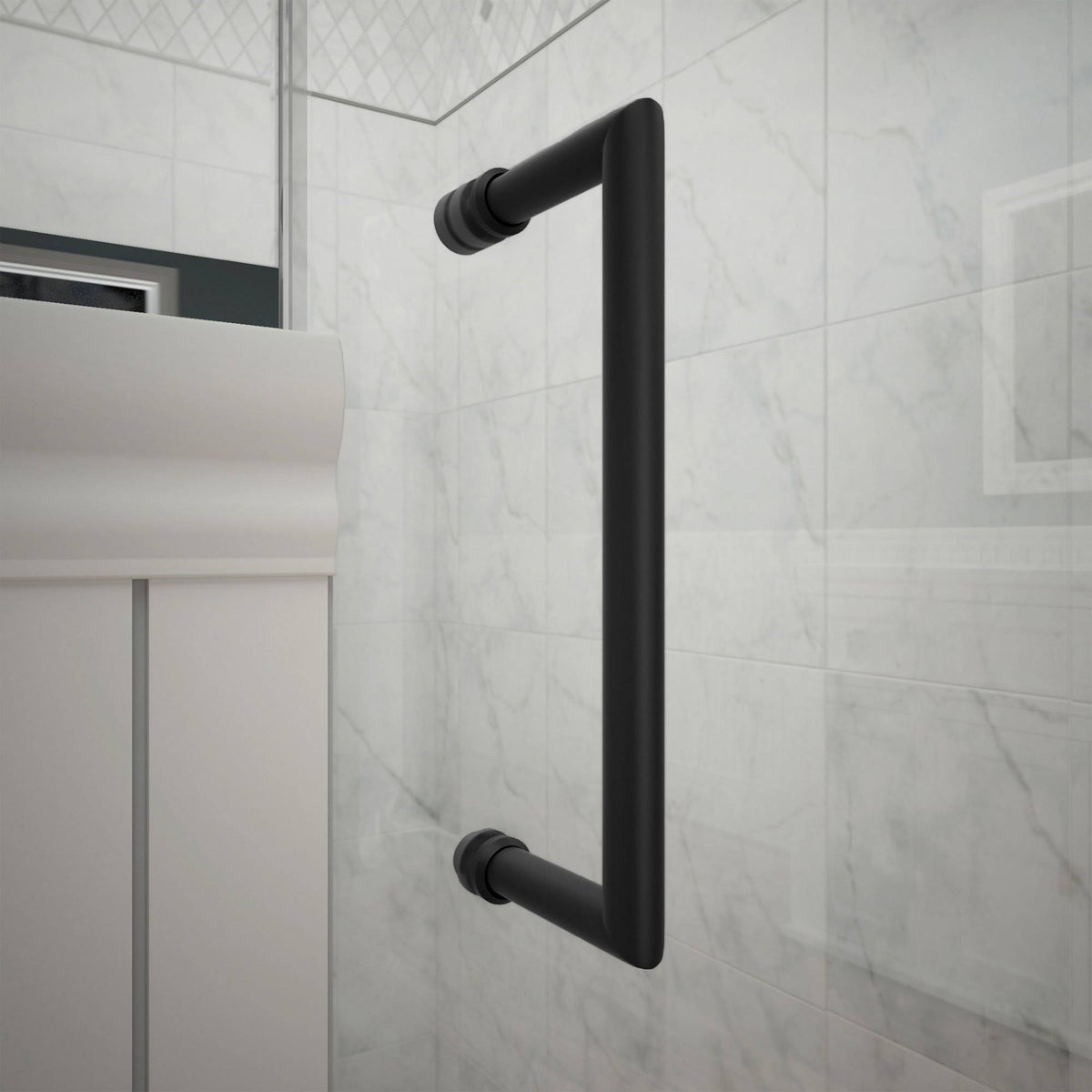Satin Black Frameless Hinged Shower Door G59385