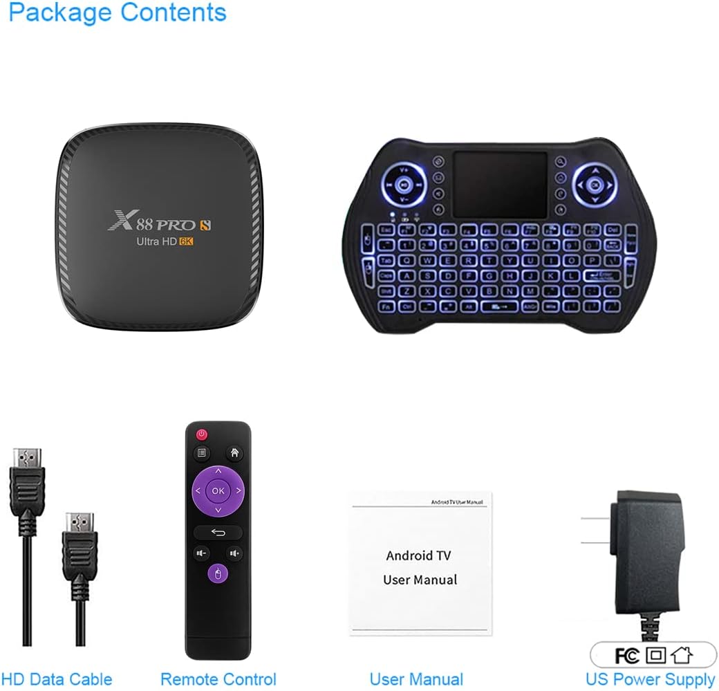 Smart TV Box with Mini Wireless Backlit Keyboard, 4G RAM 64G ROM, USB 3.0, Ultra HD 6K, HDR 10+, Dual Band WiFi, BT4.2, Android 11.0, Pack of 2 C695149