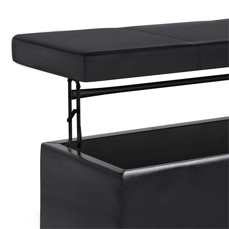 Black Rectangular Lift Top Storage Ottoman D211632