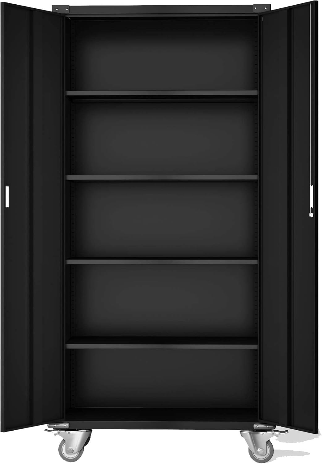 Metal Rolling Storage Cabinet with Wheels, 72'' Utility Storage Files Cabinet with Height Adjustable Shelves, Steel Tall Cabinet V63773