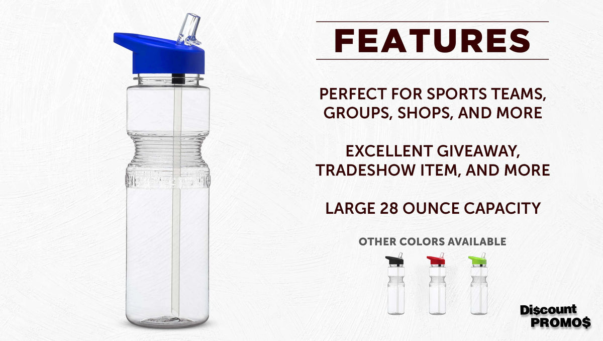 28 oz Sports Bottles with Straw Set of 10 Blue G2548