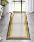 Yellow Solid Border Geometric Runner Rug 2x7 B45389