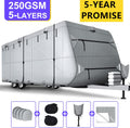 250 GSM 5 Layers Travel Trailer RV Cover for 24.1'-26' RV with 4 Tire Covers G682046