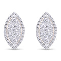 1 Carat Round Cut Lab Created Moissanite Marquise Halo Cluster Stud Earrings In 14K Rose Gold Over Sterling Silver L6015