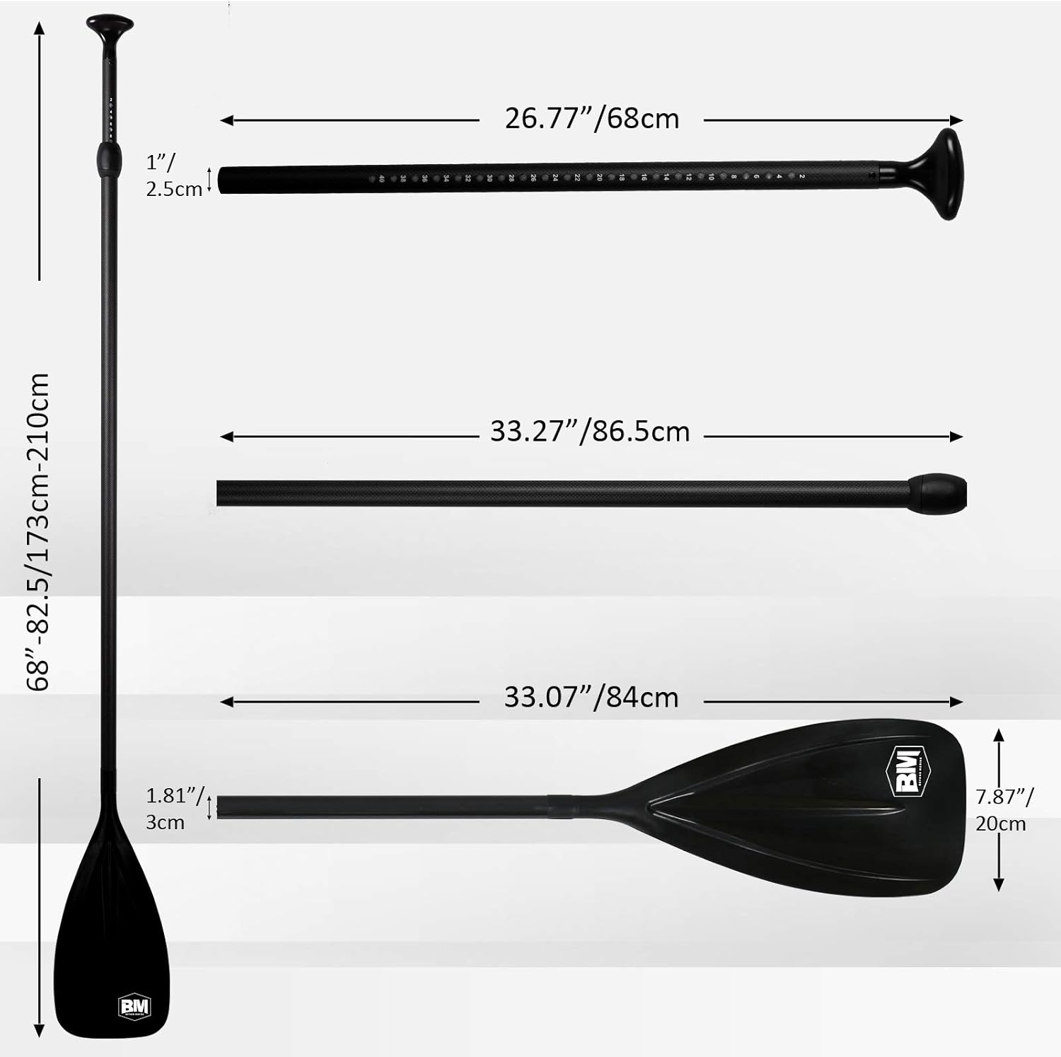 Carbon 3-PCS Adjustable SUP Paddle C8596