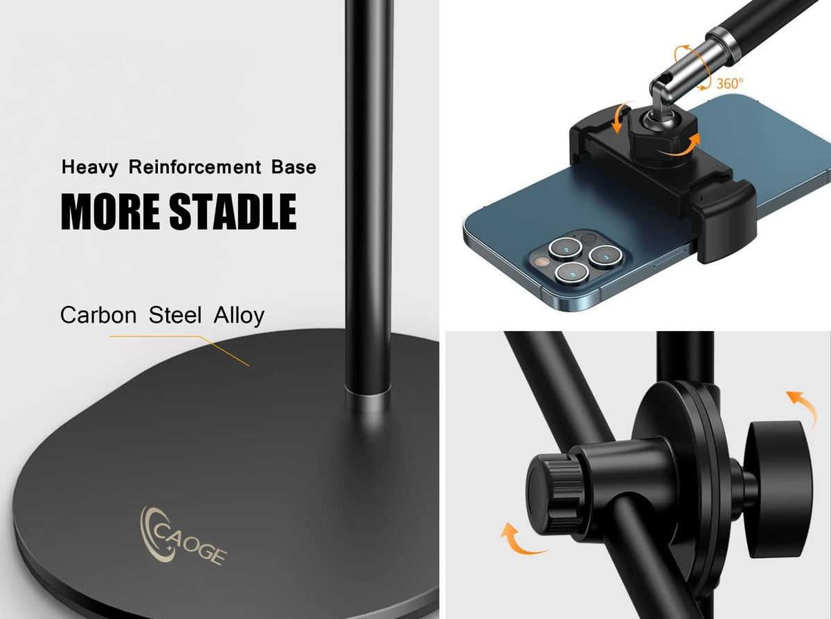 Adjustable Tabletop Phone Mount, 360° Rotation, Long Arm Bracket, Pack of 2 H507