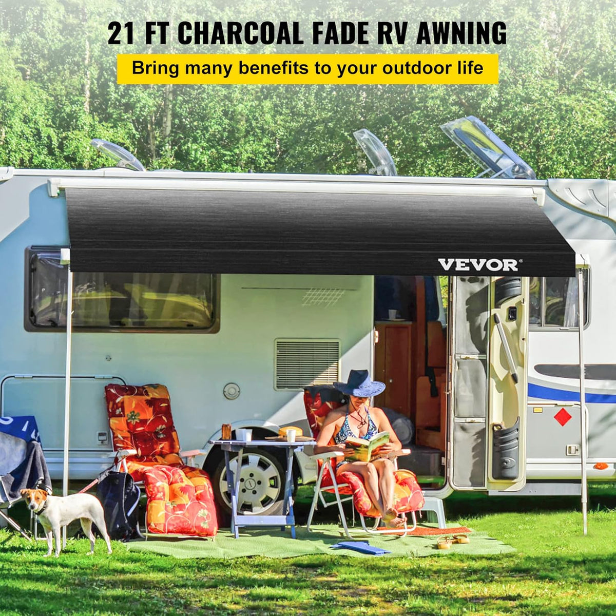 Charcoal Fade 15oz Vinyl RV Awning Replacement Fabric O39433