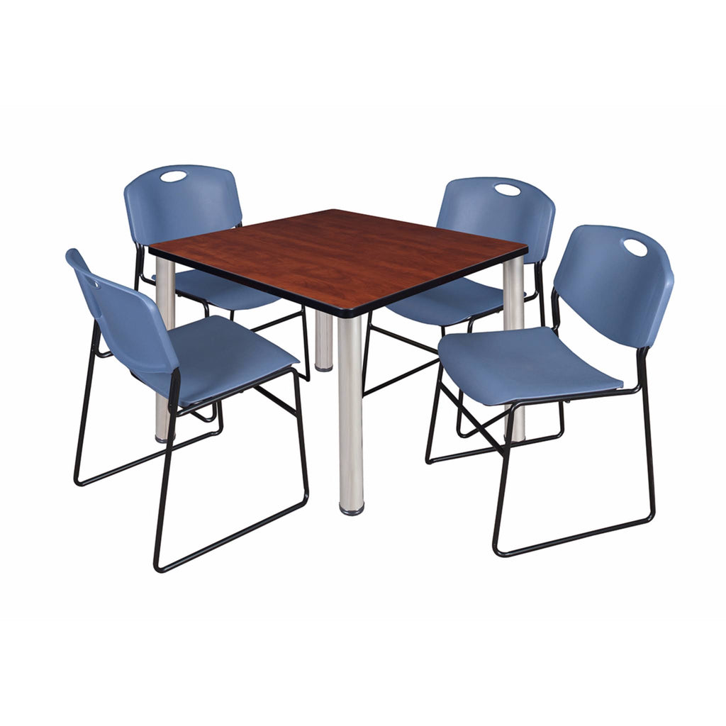 Square Breakroom Table with 4 Stack Chairs O9642