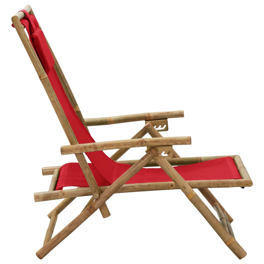 Red Bamboo and Fabric Reclining Chair F630
