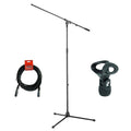 Black Tripod Microphone Stand with Boom, Elliptical Microphone Clip, 20' XLR Cable Bundle D8209