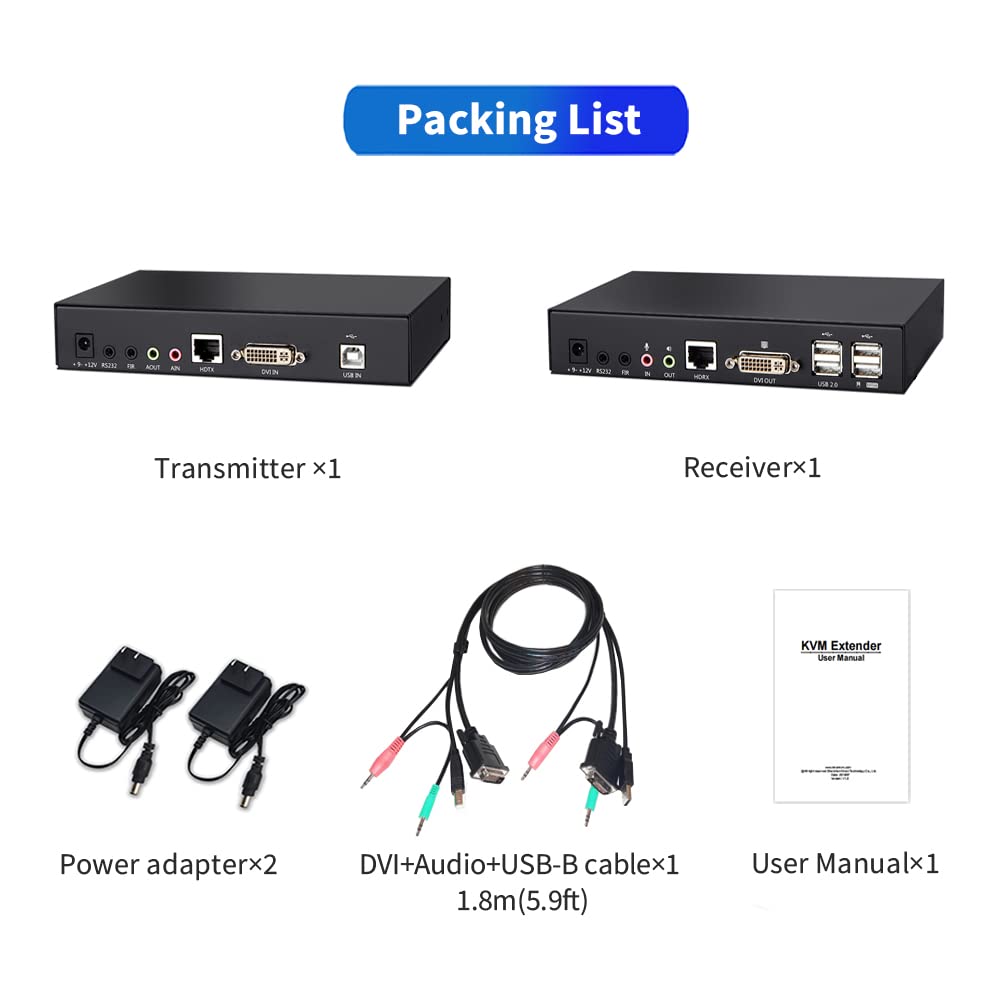 KVM Extender over Single CAT5E/CAT6 Ethernet Cable, 1080P, 1920×1200@60Hz K998060