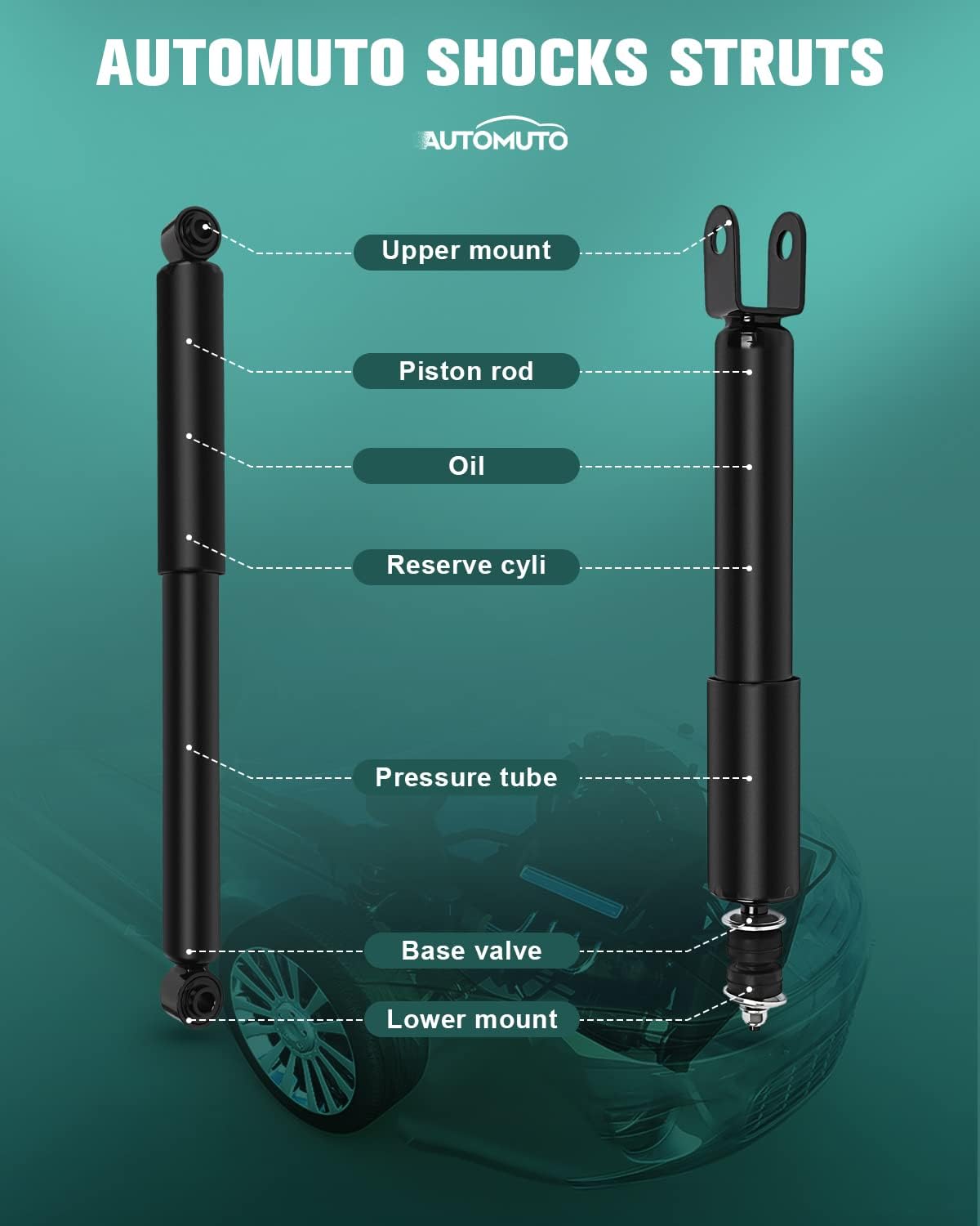 4x Front Rear Shocks Absorbers for Chevy Avalanche 1500, Silverado 1500, GMC Sierra 1500, Suburban 1500, Tahoe, Yukon C6590