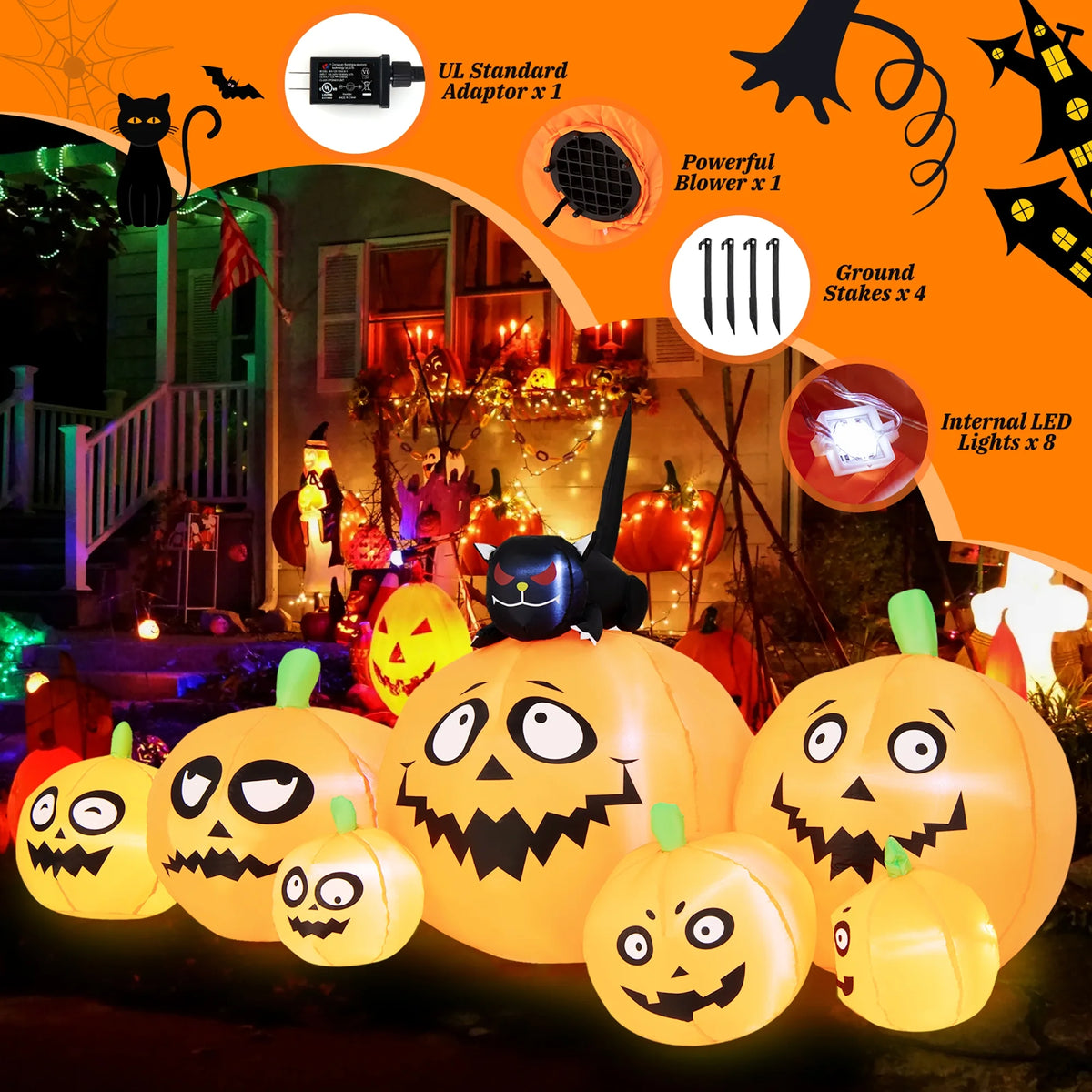 Inflatable Halloween Pumpkins Decor with LED Lights H287