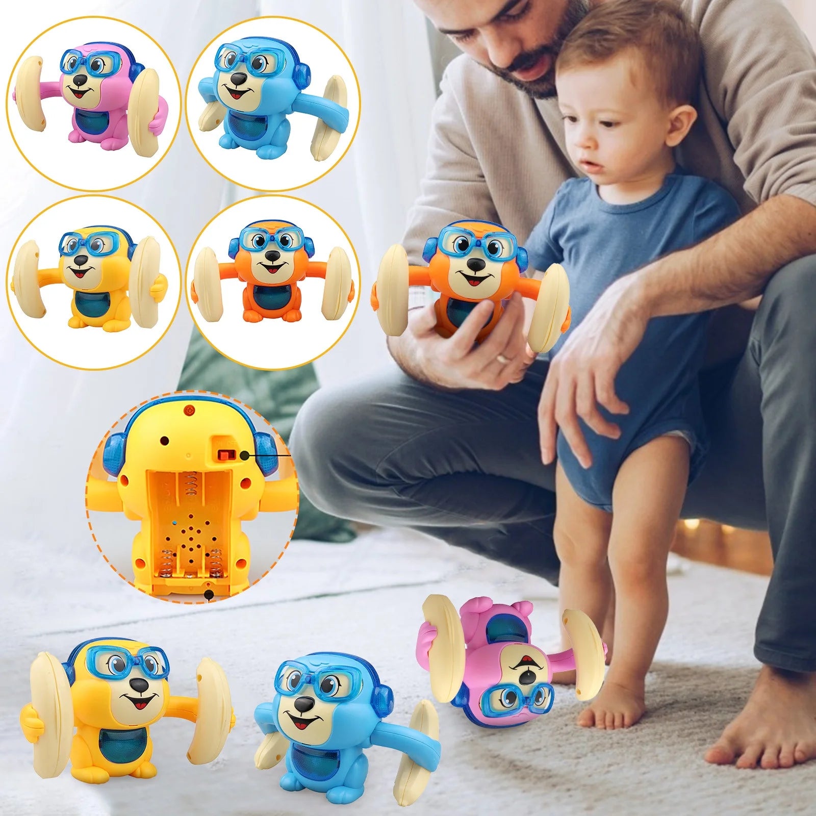 Pink Electric Rolling Monkey Toy R2570