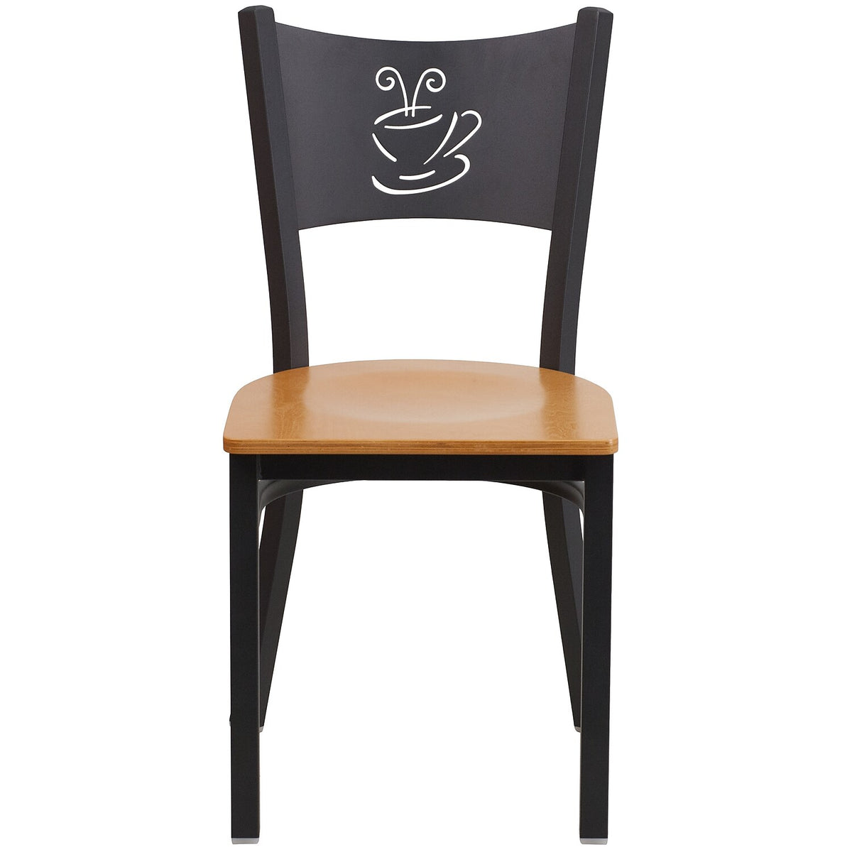 Black Metal Restaurant Chair with Natural Wood Seat C951