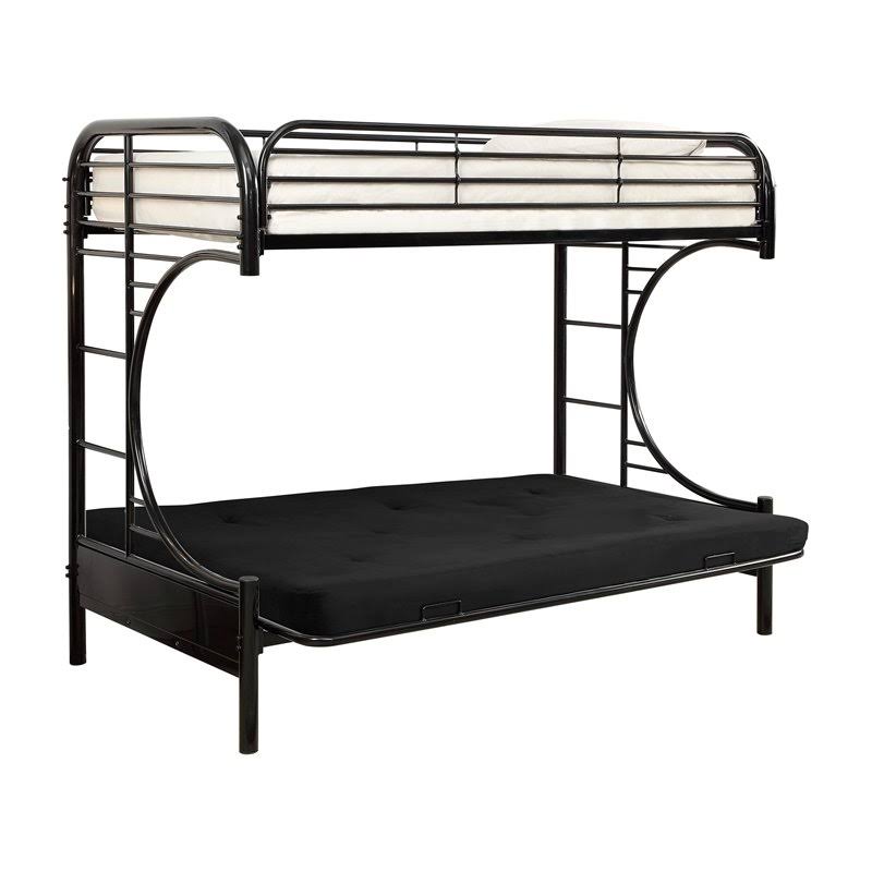 Black Metal Twin Over Futon Bunk Bed J551