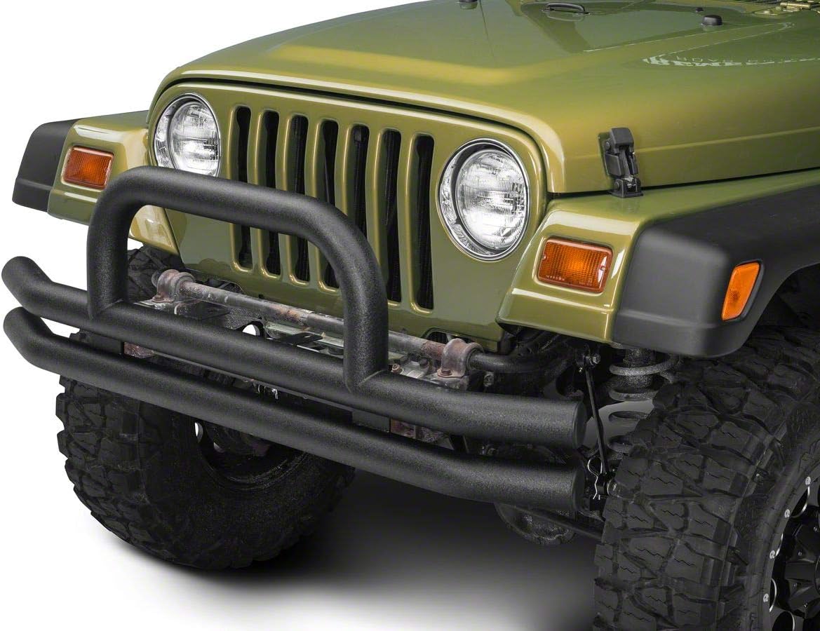 Textured Black Double Tubular Front Bumper with Over-Rider Hoop V117051