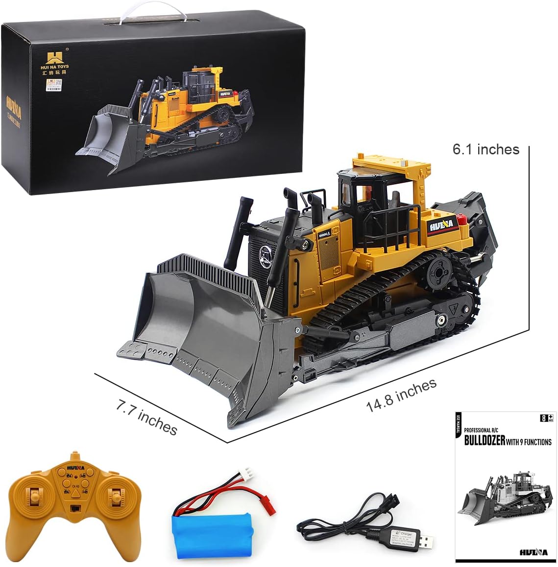 1/16 Scale 9 Channel RC Bulldozer Front Loader Tractor V206540