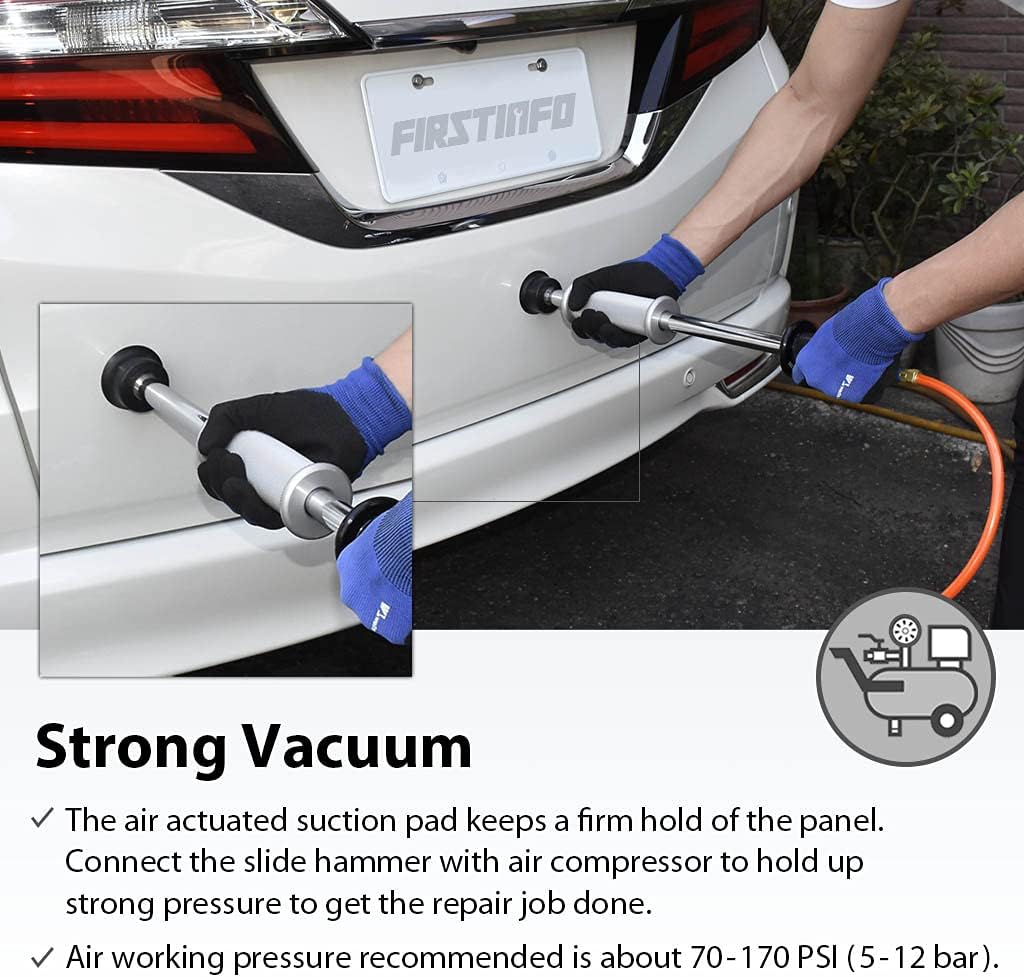 Pneumatic Auto Body Dent Puller Paintless Dent Repair Kit with 3-Piece Pads B27005