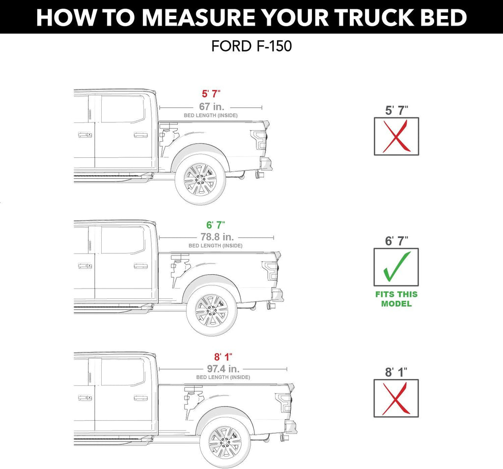 Hard Tri-Fold Truck Bed Tonneau Cover for Ford F-150 6' 7" Bed Q649281