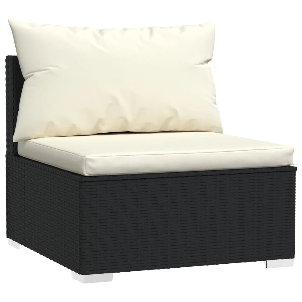 9 Piece Patio Set with Cushions Poly Rattan Black S488