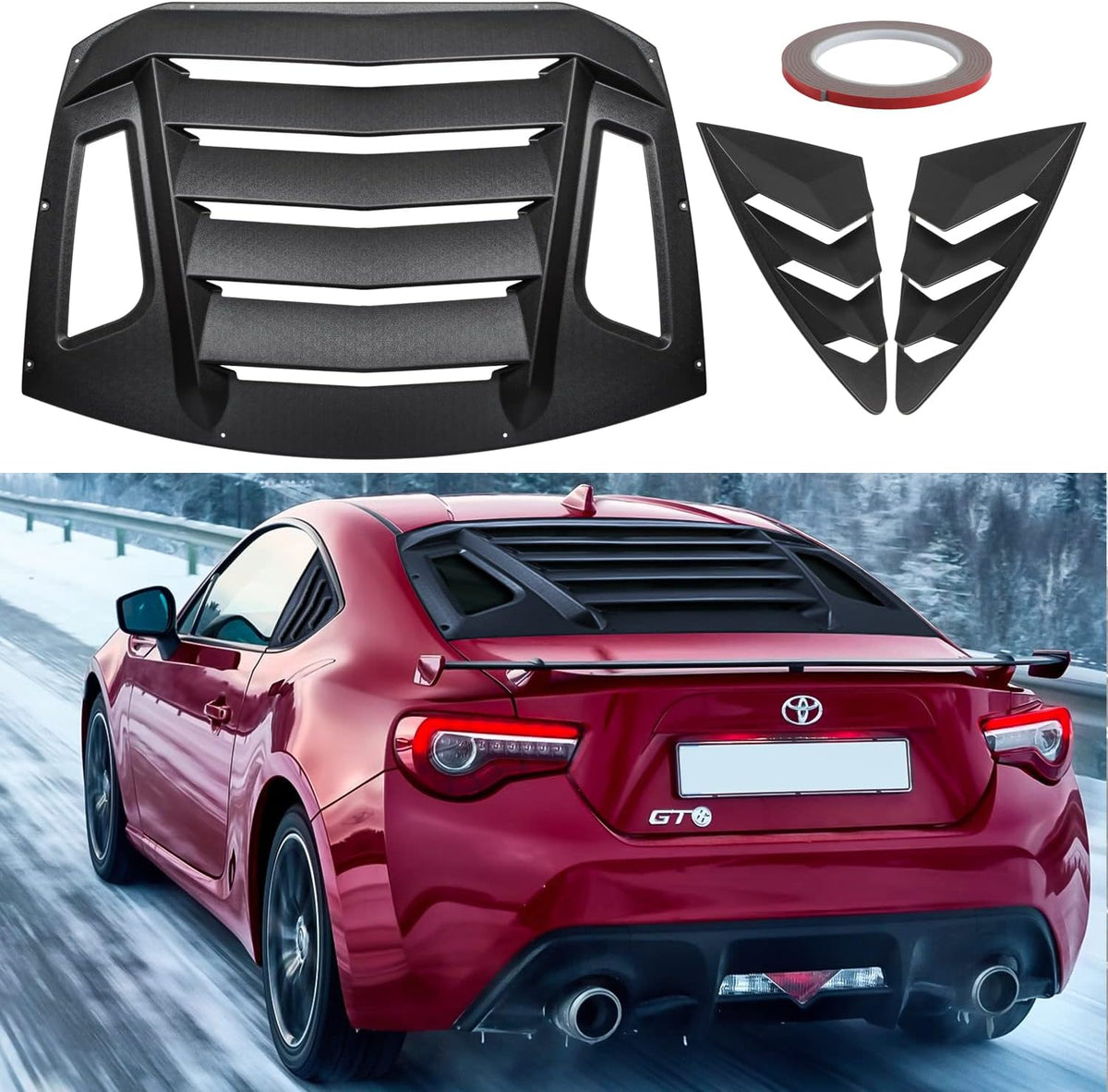 Side & Rear Window Louver ABS Matte Black J5294