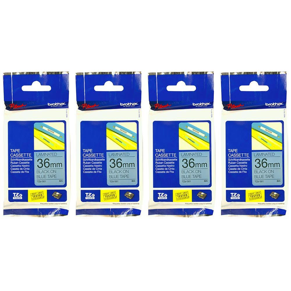 Black on Blue Laminated 36mm Tape Cassette 4pcs V47895