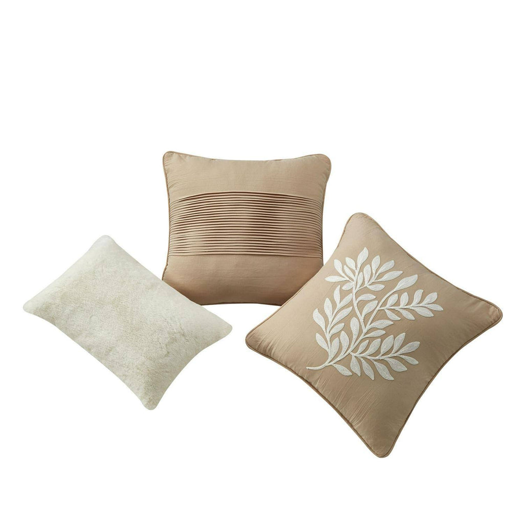 12 Piece Beige Queen Bedding Set H92048