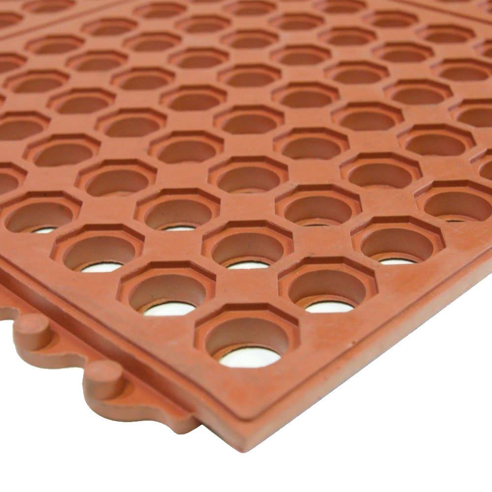 Red Anti-Fatigue Rubber Floor Matting, 5/8 x 36 x 36, Pack of 2 B176