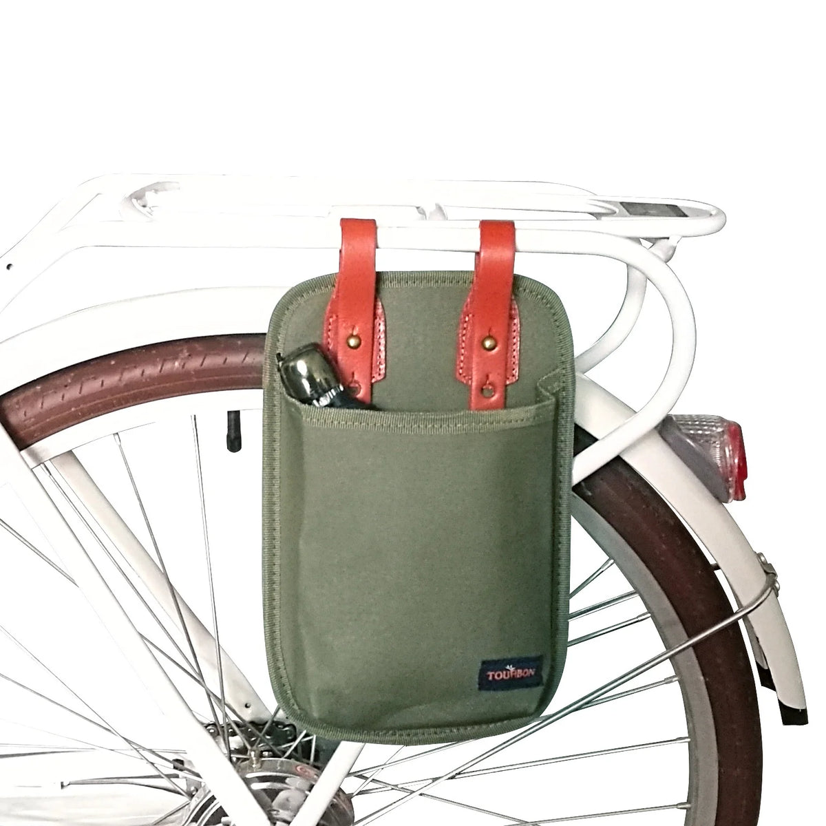 Green Canvas Bike Tool Storage Pannier with U Lock Holder Bag G858