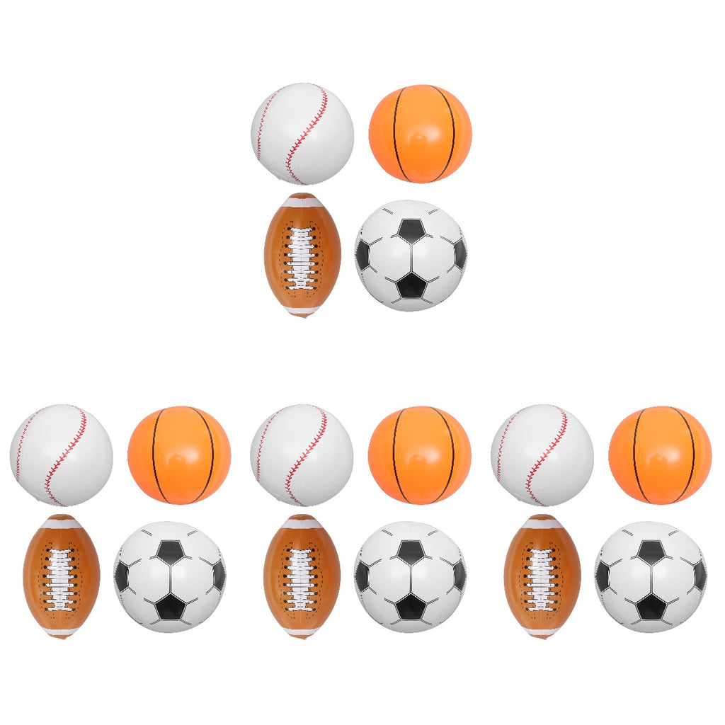 16 Pcs Inflatable Beach Ball Basketball Baseball Football Toys V16639