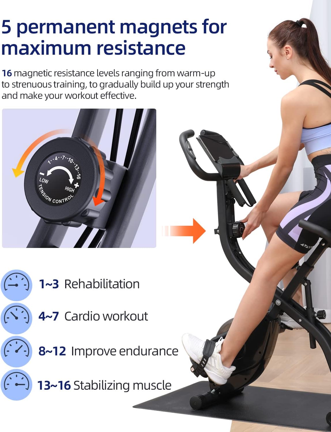 Folding Indoor Cycling Bike with 16 Level Magnetic Resistance O53954