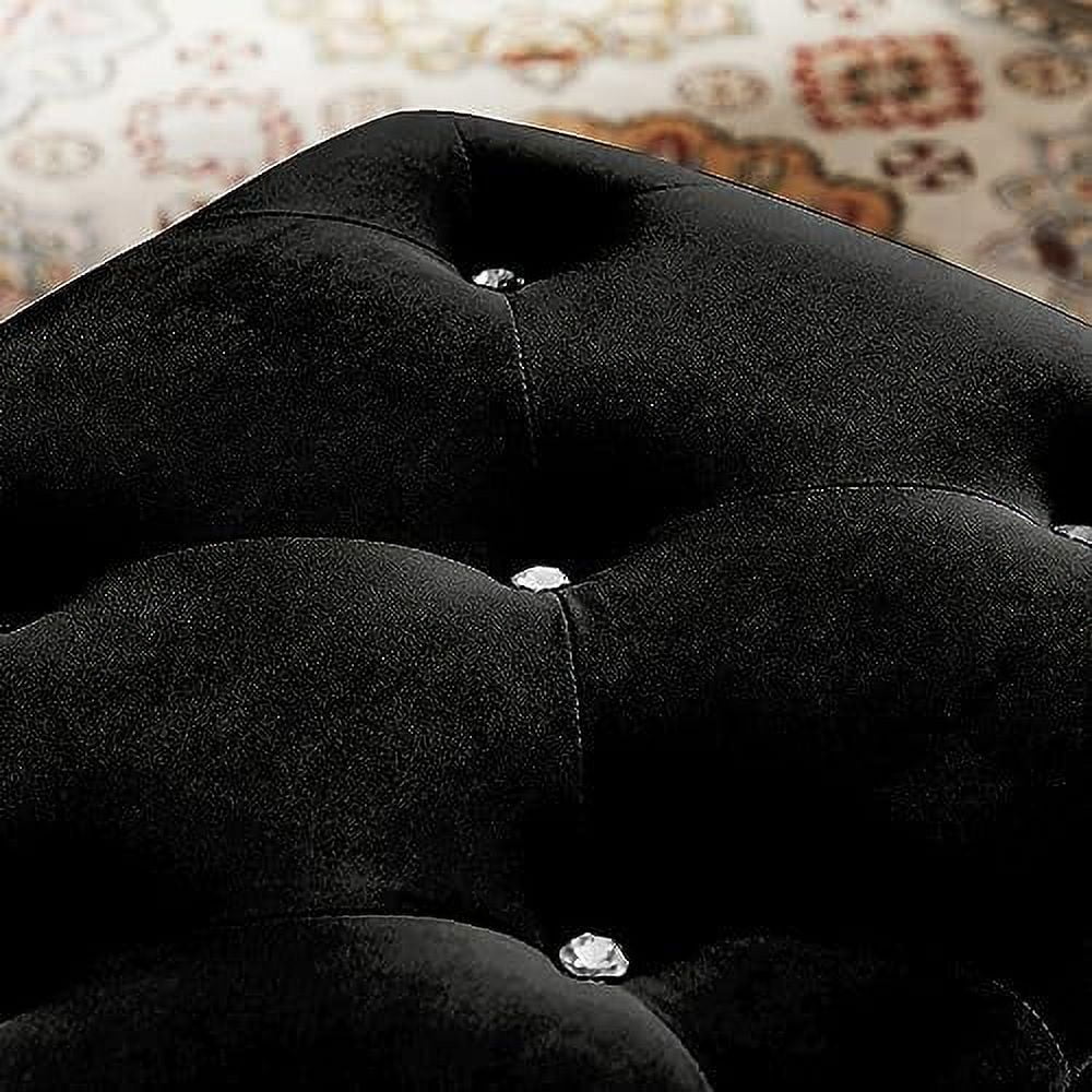 Velvet Ottoman Bench with Flip Top Storage Seat Q605718