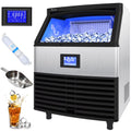 Commercial Ice Maker Machine 320lbs/24h with 100lbs Storage Bin, Stainless Steel Ice Scoop, Blue Light W301323