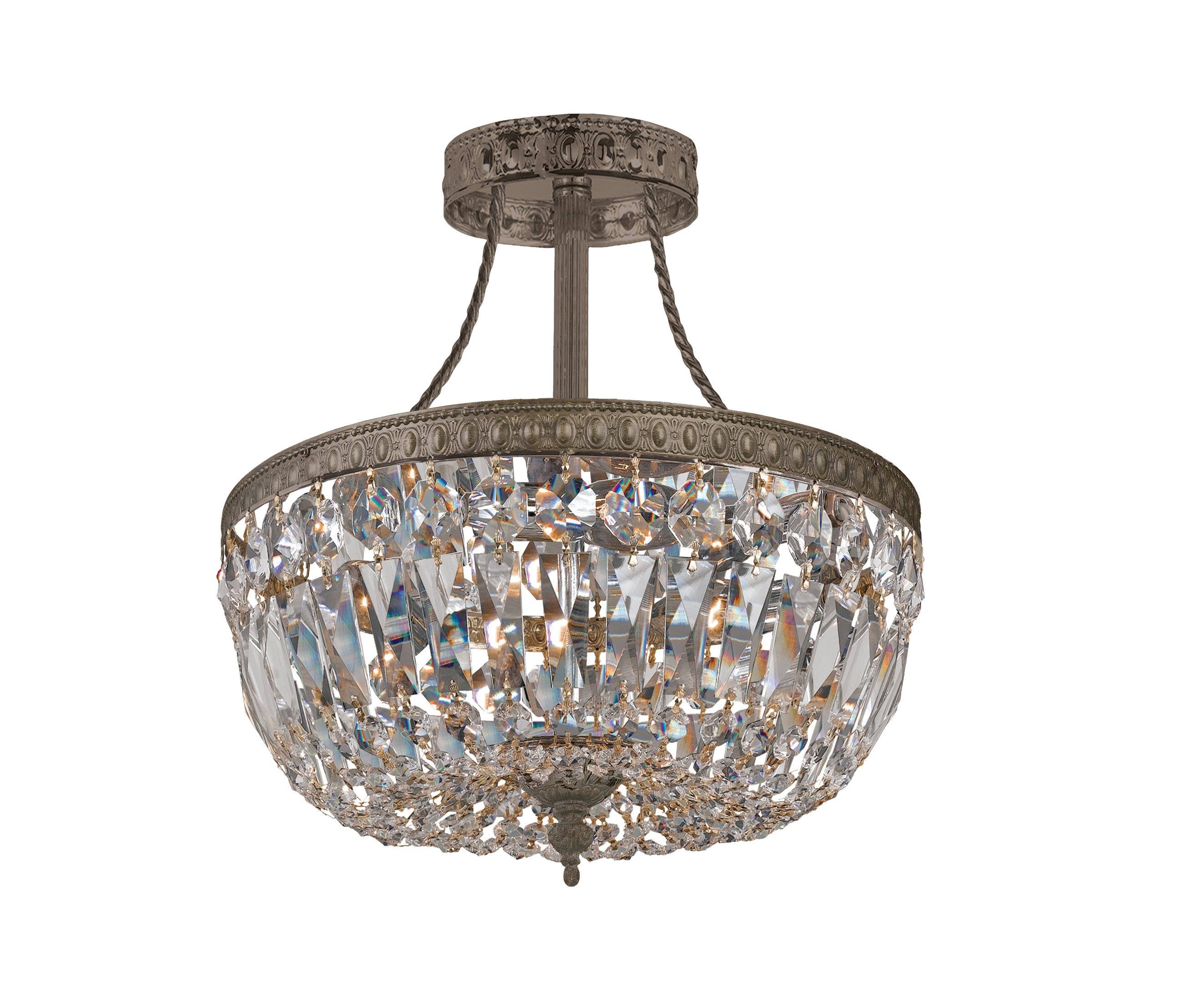 3 Light Clear Spectra Brass Ceiling Mount H211